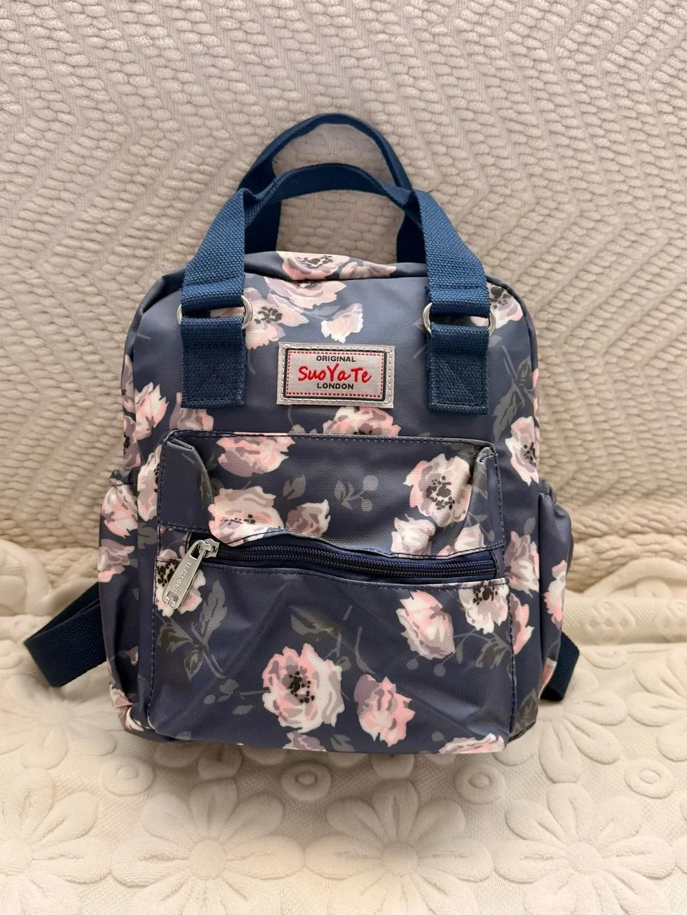 New Floral Waterproof Nylon small Backpack Purse | Multi-Pocket